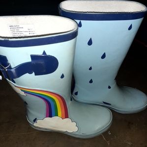 Baby blue w rainbow rain boots Kids13